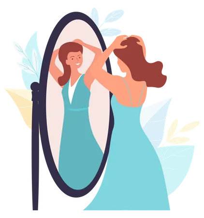 Femme regardant dans un miroir  Illustration