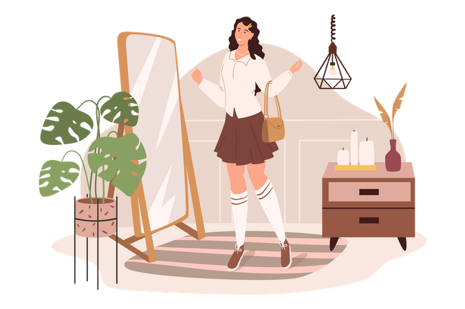 Femme regardant dans un miroir  Illustration