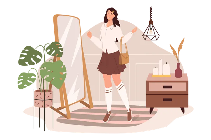 Femme regardant dans un miroir  Illustration