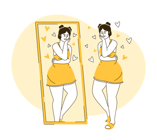 Femme regardant dans un miroir  Illustration