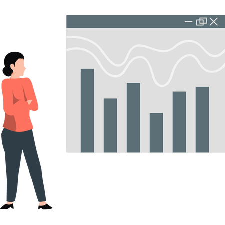 Femme regardant un graphique d'analyse d'entreprise  Illustration