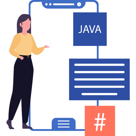 Femme regardant le codage Java  Illustration