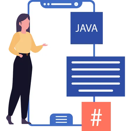 Femme regardant le codage Java  Illustration