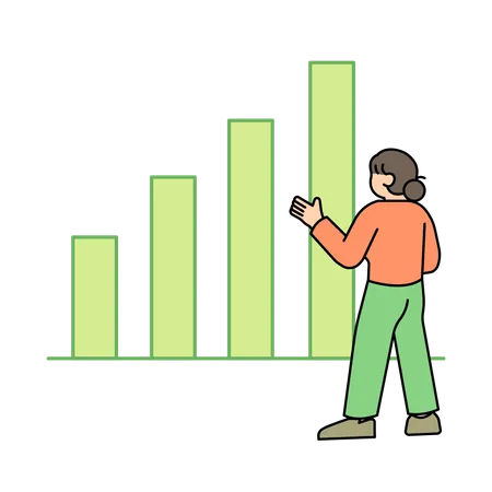 Femme regardant un graphique en hausse  Illustration