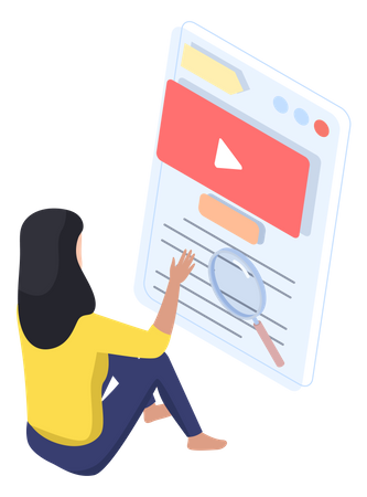 Femme regardant une vidéo d’éducation en ligne  Illustration