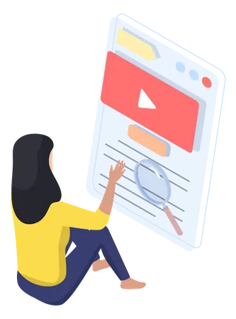 Femme regardant une vidéo d’éducation en ligne  Illustration
