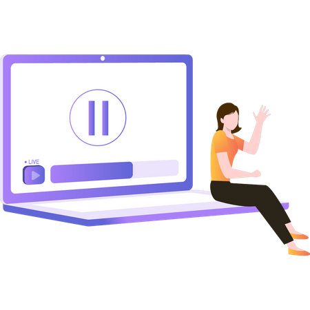 Femme regardant une vidéo en direct  Illustration