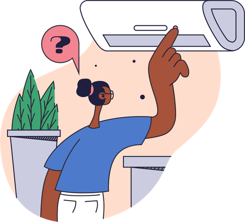 Une femme répare la climatisation  Illustration