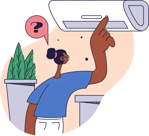 Une femme répare la climatisation  Illustration
