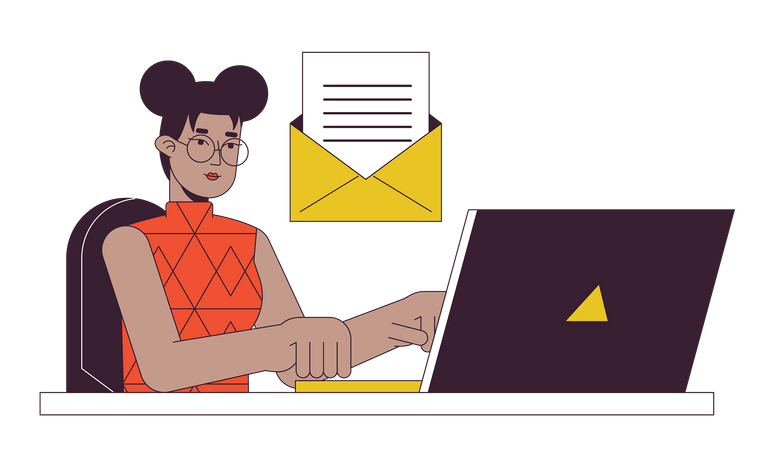 Femme répondant à un email  Illustration