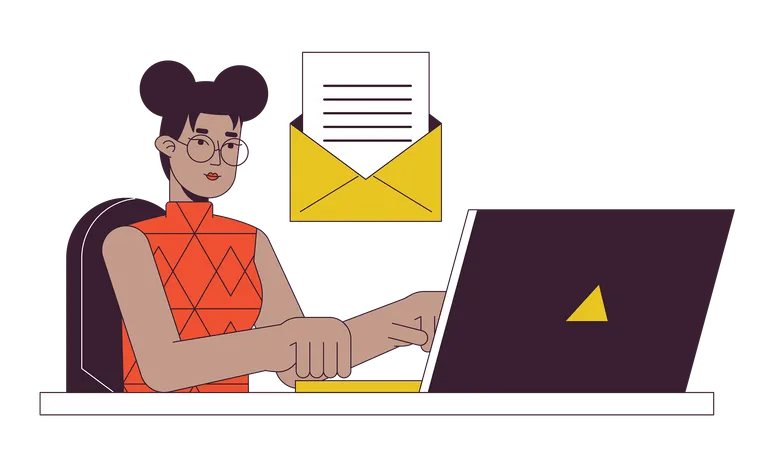 Femme répondant à un email  Illustration