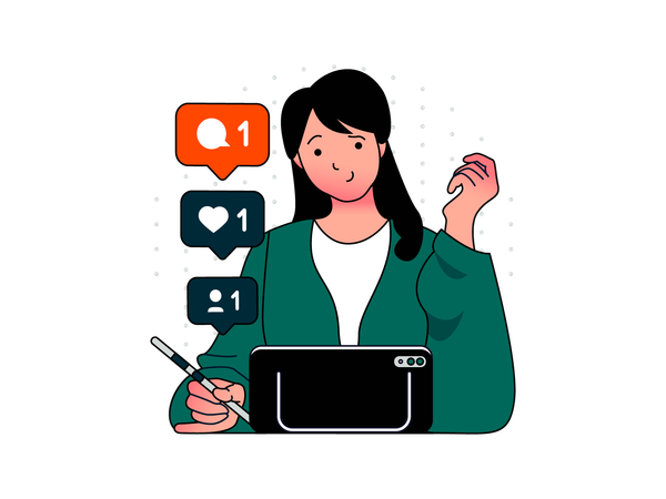 Femme responsable des médias sociaux  Illustration