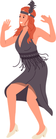 Femme rétro danse en fête  Illustration