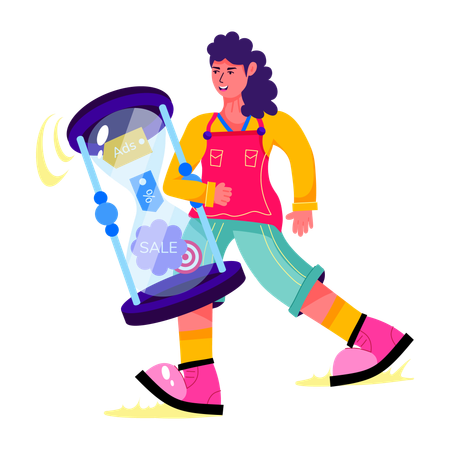 Femme saisissant un produit en vente limitée  Illustration