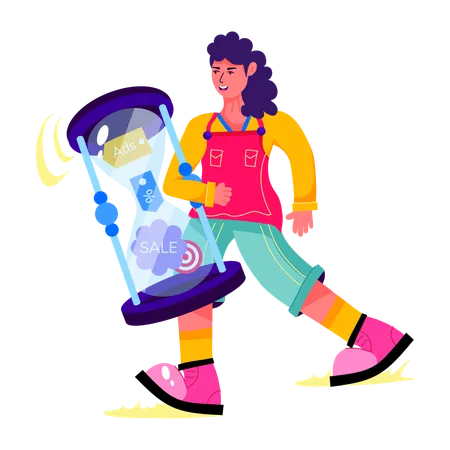 Femme saisissant un produit en vente limitée  Illustration