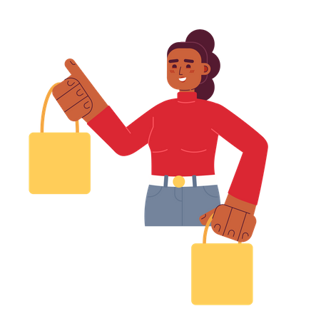 Femme satisfaite avec des sacs à provisions  Illustration