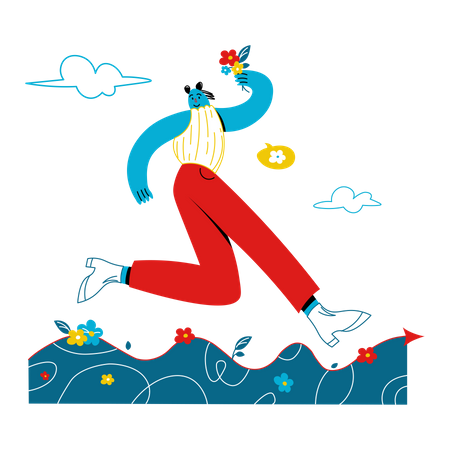 Femme sautant dans les airs  Illustration