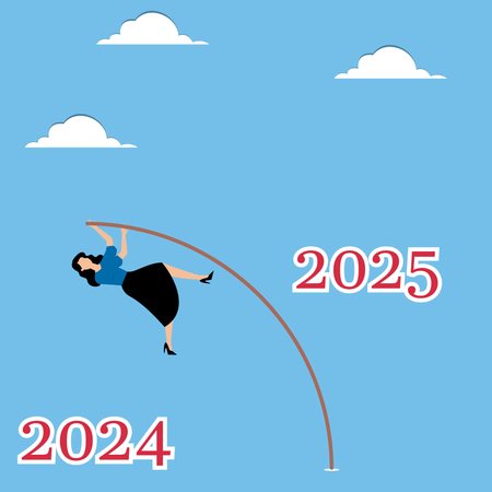 Femme sautant à la perche de 2024 à 2025  Illustration