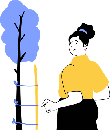 Une femme sauve un arbre  Illustration