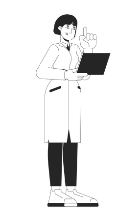 Femme scientifique debout dans une blouse de laboratoire  Illustration