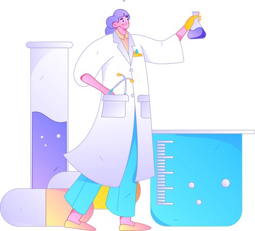 Femme scientifique faisant des recherches médicales  Illustration