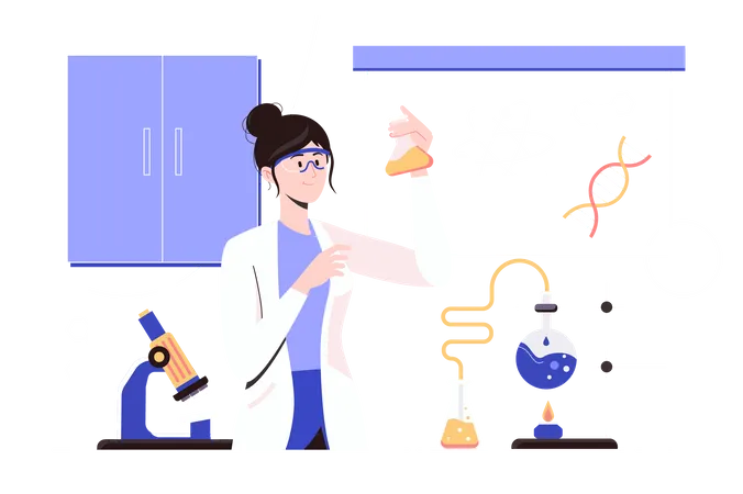 Femme scientifique en laboratoire  Illustration