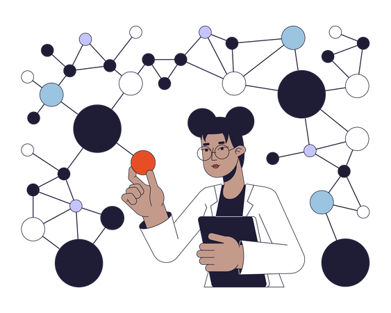 Femme scientifique étudiant des molécules  Illustration