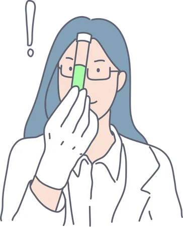 Femme scientifique faisant une expérience chimique  Illustration