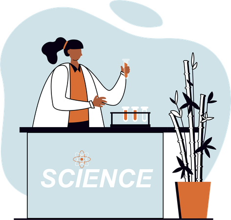 Femme scientifique faisant des expériences en laboratoire  Illustration