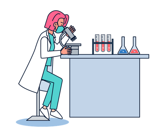 Femme scientifique recherche en laboratoire  Illustration