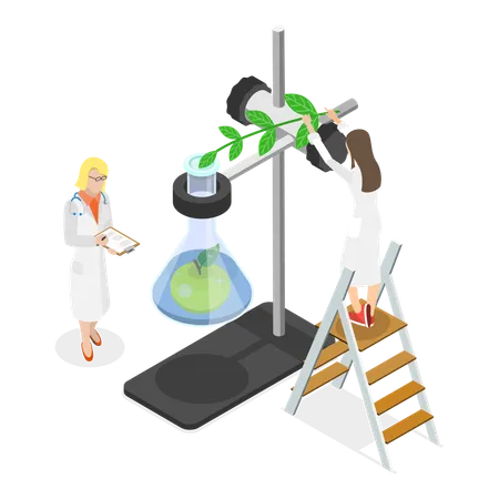 Femme scientifique travaillant en laboratoire  Illustration