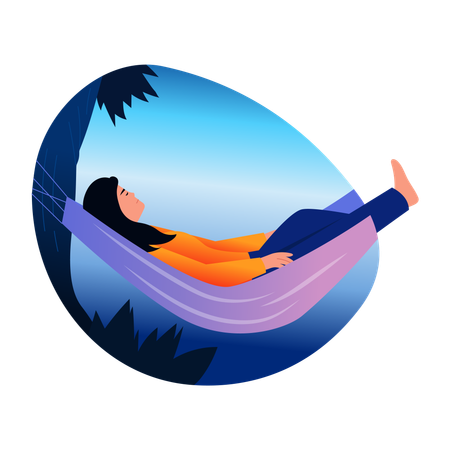 Femme relaxante dans un hamac  Illustration