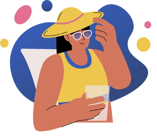 Femme se détendant à la plage  Illustration