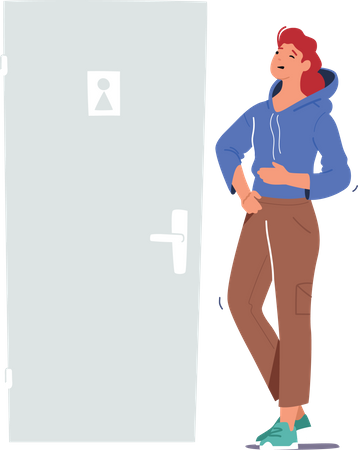 Femme se précipitant pour aller aux toilettes  Illustration