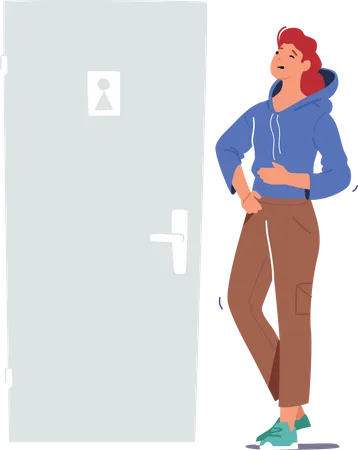 Femme se précipitant pour aller aux toilettes  Illustration