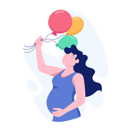 Femme se préparant pour une baby shower  Illustration