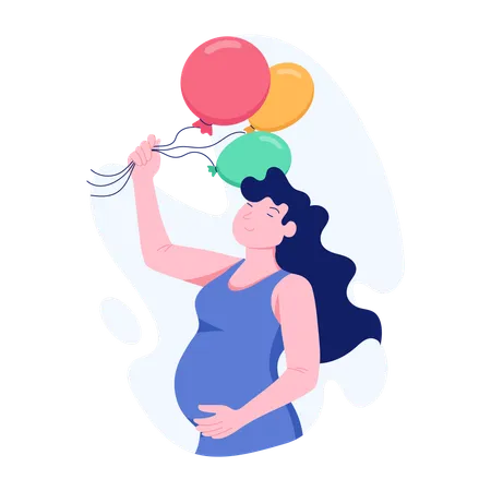 Femme se préparant pour une baby shower  Illustration