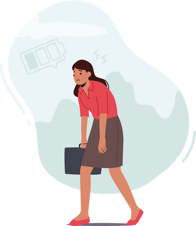 Femme se sentant fatiguée pour aller travailler  Illustration