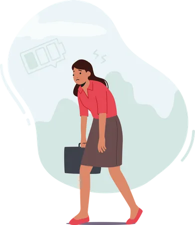 Femme se sentant fatiguée pour aller travailler  Illustration