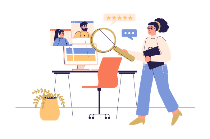 Femme sélectionnant les meilleurs candidats  Illustration