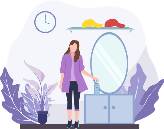Femme sélectionnant une robe  Illustration
