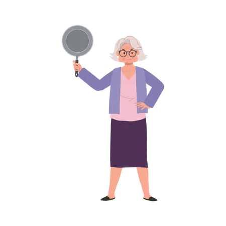 Femme âgée confiante avec des compétences en cuisine  Illustration