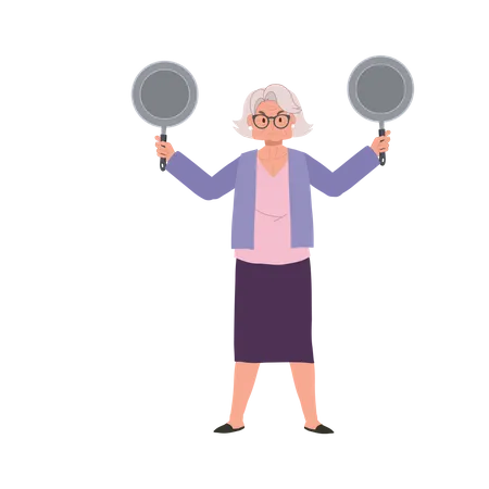 Femme âgée confiante avec des compétences en cuisine  Illustration