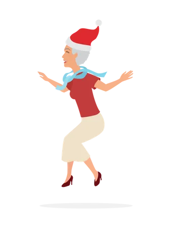 Femme âgée dansant à la fête de Noël  Illustration