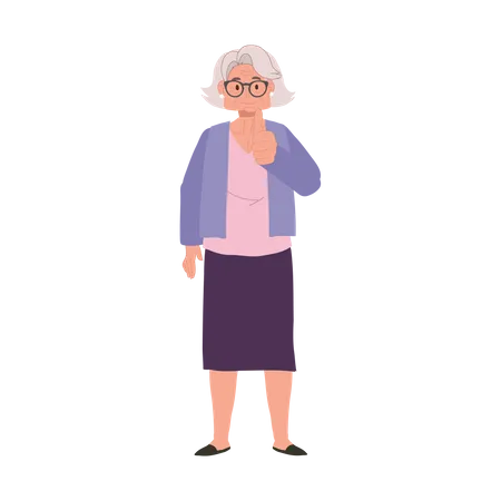 Femme âgée qui lève le pouce pour un service de qualité  Illustration