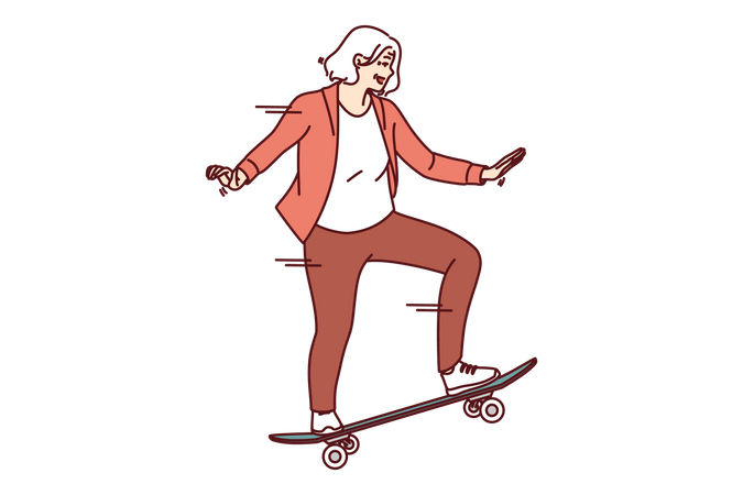 Femme âgée faisant du patinage  Illustration