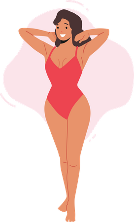 Femme sexy portant un maillot de bain rouge  Illustration