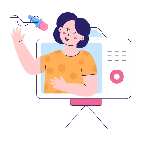 Femme tirant un vlog  Illustration