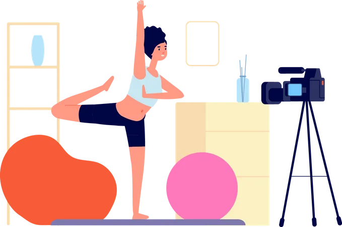 Tutoriel vidéo de yoga pour femme tirant  Illustration