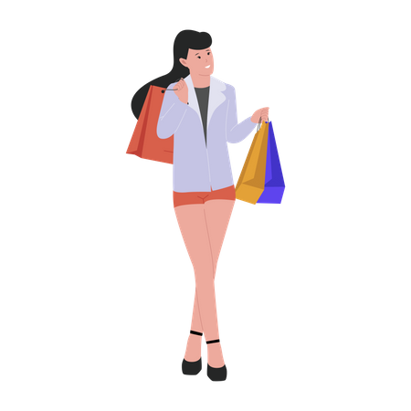 Femme, Shopping  Illustration